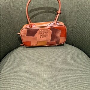 Miu Miu Patchwork Shoulder Bag - Orange and Brown